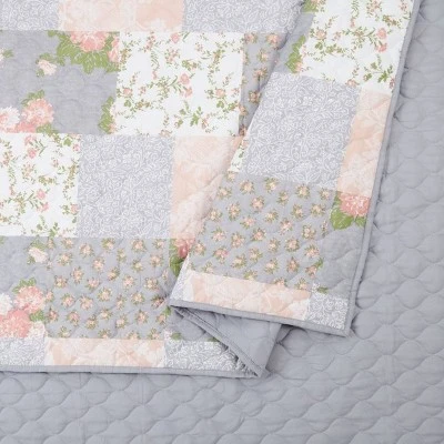 La Flor Quilt Sets - Modern Heirloom Blush/gray 6 La Flor Quilt Sets - Modern Heirloom Blush/gray - Image 4