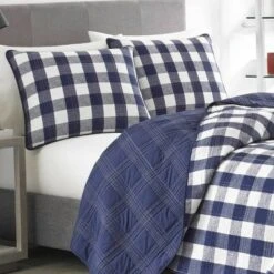 Lake House Plaid Reversible Quilt Set Blue - Eddie Bauer -QUILTS Sales unnamed file 3845