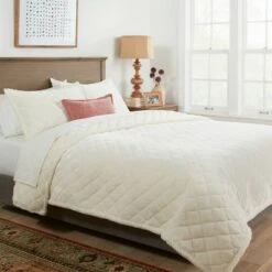 Sherpa & Plush Reversible Quilt - Threshold™ Cream