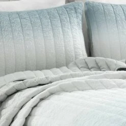 Lush Decor 3pc Crinkle Ombre Quilt Set - Lush Décor Blue/gray