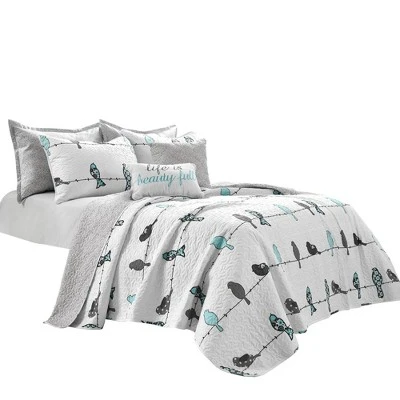 Lush Decor 7pc Rowley Birds Quilt Set - Lush Décor White 7 Lush Decor 7pc Rowley Birds Quilt Set - Lush Décor White - Image 5
