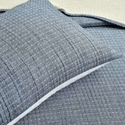 Lush Decor Solid Kantha Pick Stitch Yarn Dyed Cotton Woven Quilt/Coverlet - Lush Décor Navy/off-white -QUILTS Sales unnamed file 3944