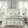 Madison Park Loraine Cotton Printed Quilt Set Green