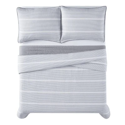 Niari Yarn Dye Stripe Quilt Set - Brooklyn Loom Gray 5 Niari Yarn Dye Stripe Quilt Set - Brooklyn Loom Gray - Image 3