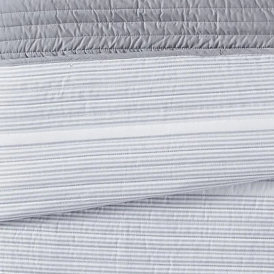 Niari Yarn Dye Stripe Quilt Set - Brooklyn Loom Gray 6 Niari Yarn Dye Stripe Quilt Set - Brooklyn Loom Gray - Image 4