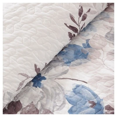 Madison Park Willow Watercolor Floral Quilted Coverlet Set - 6pc Blue 4 Madison Park Willow Watercolor Floral Quilted Coverlet Set - 6pc Blue - Image 2