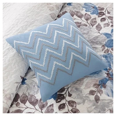 Madison Park Willow Watercolor Floral Quilted Coverlet Set - 6pc Blue 5 Madison Park Willow Watercolor Floral Quilted Coverlet Set - 6pc Blue - Image 3