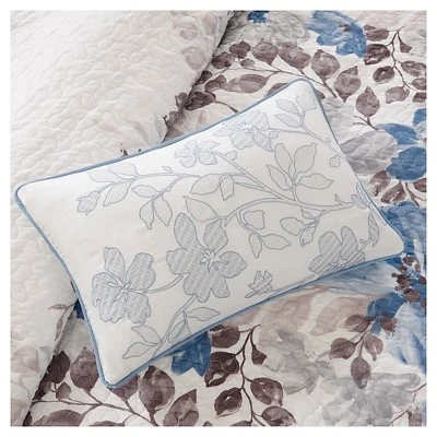 Madison Park Willow Watercolor Floral Quilted Coverlet Set - 6pc Blue 6 Madison Park Willow Watercolor Floral Quilted Coverlet Set - 6pc Blue - Image 4