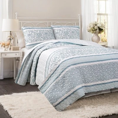 Lush Decor Nisha Reversible Quilt Set Blue - Lush Décor 3 Lush Decor Nisha Reversible Quilt Set Blue - Lush Décor