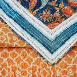 Peacock Garden Quilt & Sham Set Blue/Orange - Dena Home -QUILTS Sales unnamed file 4123