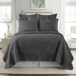 Solid Quilt and Sham Set - The Industrial Shop Dark Gray -QUILTS Sales unnamed file 414