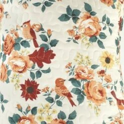 The Lakeside Collection Lakeside Autumn Floral Quilt - Decorative Farmhouse Bedspread Bed Blanket