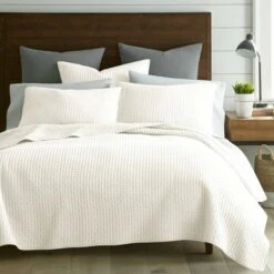 Solid Quilt and Sham Set - The Industrial Shop Cream