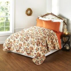 The Lakeside Collection Lakeside Autumn Floral Quilt - Decorative Farmhouse Bedspread Bed Blanket -QUILTS Sales unnamed file 4161