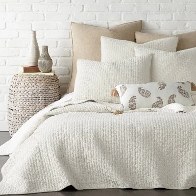 Solid Quilt and Sham Set - The Industrial Shop Cream 4 Solid Quilt and Sham Set - The Industrial Shop Cream - Image 2