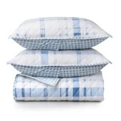Bartlett Plaid Cotton Percale Quilt Set - Martha Stewart Brown