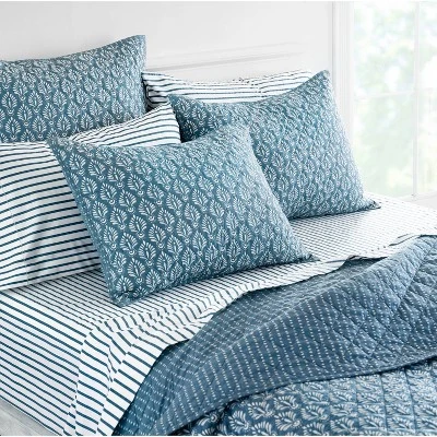 Acanthus Organic Quilt Set Blue - Martha Stewart 3 Acanthus Organic Quilt Set Blue - Martha Stewart