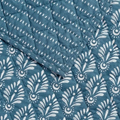 Acanthus Organic Quilt Set Blue - Martha Stewart 12 Acanthus Organic Quilt Set Blue - Martha Stewart - Image 10