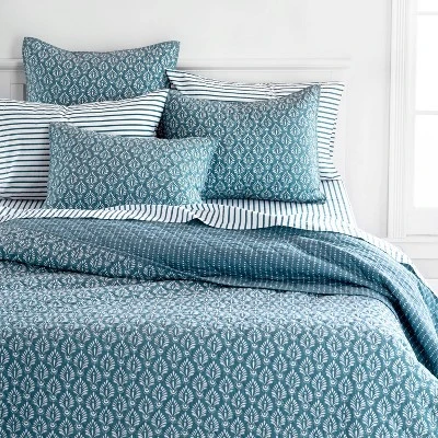 Acanthus Organic Quilt Set Blue - Martha Stewart 13 Acanthus Organic Quilt Set Blue - Martha Stewart - Image 11