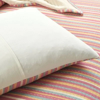 Lush Decor Tracy Stripe Kantha Pick Stitch Yarn Dyed Cotton Woven Quilt/Coverlet Set - Lush Décor Rust/yellow 7 Lush Decor Tracy Stripe Kantha Pick Stitch Yarn Dyed Cotton Woven Quilt/Coverlet Set - Lush Décor Rust/yellow - Image 5