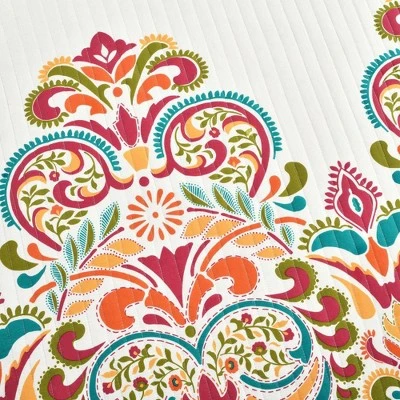 Lush Decor Clara Quilt Set 3pc - Lush Décor Turquoise/tangerine 4 Lush Decor Clara Quilt Set 3pc - Lush Décor Turquoise/tangerine - Image 2