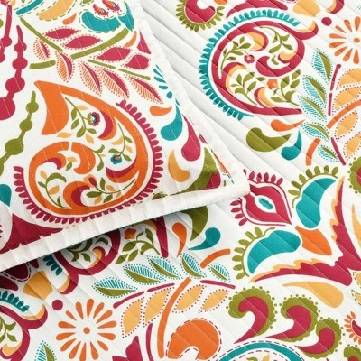 Lush Decor Clara Quilt Set 3pc - Lush Décor Turquoise/tangerine 6 Lush Decor Clara Quilt Set 3pc - Lush Décor Turquoise/tangerine - Image 4