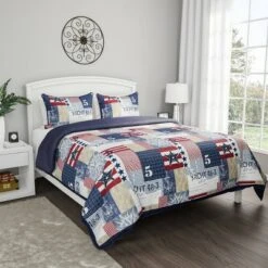 Hastings Home Nautical Americana Patchwork Quilt Set Multicolored -QUILTS Sales unnamed file 4336