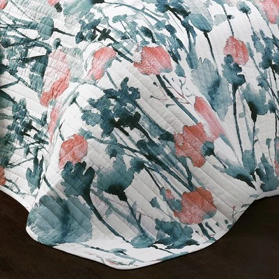 Lush Decor Blue & Coral Zuri Floral Quilt Set - Lush Décor 6 Lush Decor Blue & Coral Zuri Floral Quilt Set - Lush Décor - Image 4