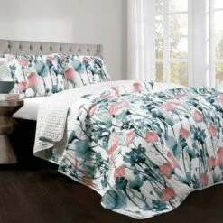 Lush Decor Blue & Coral Zuri Floral Quilt Set - Lush Décor 12 Lush Decor Blue & Coral Zuri Floral Quilt Set - Lush Décor -QUILTS Sales unnamed file 4356
