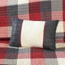 Madison Park Warren Herringbone Quilted Coverlet Set with Decorative Pillows Red -QUILTS Sales unnamed file 4368