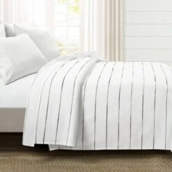 Lush Decor Ombre Stripe Yarn Dyed Cotton Single Coverlet - Lush Décor Navy/white