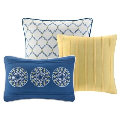 Madison Park Blue Menara Quilted Coverlet Set 6pc 4 Madison Park Blue Menara Quilted Coverlet Set 6pc - Image 2