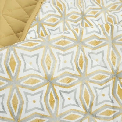 Lush Decor Mid-Century Modern Geo Reversible Quilt & Sham Set Yellow - Lush Décor 5 Lush Decor Mid-Century Modern Geo Reversible Quilt & Sham Set Yellow - Lush Décor - Image 3