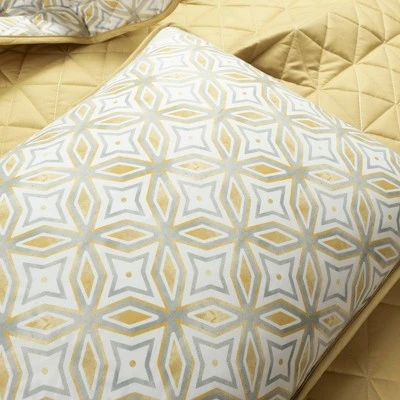 Lush Decor Mid-Century Modern Geo Reversible Quilt & Sham Set Yellow - Lush Décor 7 Lush Decor Mid-Century Modern Geo Reversible Quilt & Sham Set Yellow - Lush Décor - Image 5