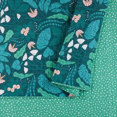Jungle Floral Quilt Set - Elizabeth Olwen for Makers Collective Green 5 Jungle Floral Quilt Set - Elizabeth Olwen for Makers Collective Green - Image 3