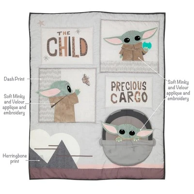 Lambs & Ivy Star Wars The Child Baby Yoda Nursery 3-Piece Baby Crib Bedding Set 4 Lambs & Ivy Star Wars The Child Baby Yoda Nursery 3-Piece Baby Crib Bedding Set - Image 2