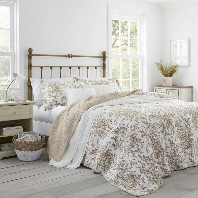 Bedford Reversible Quilt Set Mocha - Laura Ashley 3 Bedford Reversible Quilt Set Mocha - Laura Ashley