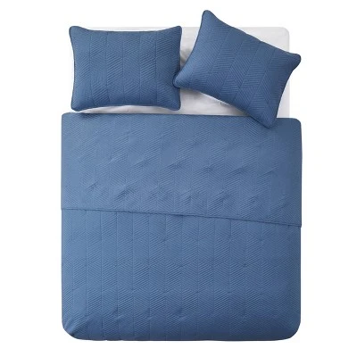 3pc Hexa Quilt Set - VCNY Navy 4 3pc Hexa Quilt Set - VCNY Navy - Image 2