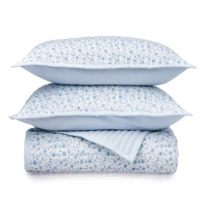 Martha Stewart Leigh Floral Quilt Set Blue 5 Martha Stewart Leigh Floral Quilt Set Blue - Image 3