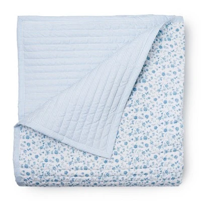 Martha Stewart Leigh Floral Quilt Set Blue 6 Martha Stewart Leigh Floral Quilt Set Blue - Image 4