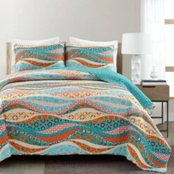 Lush Decor Hailey Watercolor Wave Quilt Set - Lush Décor Multicolor