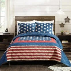 3pc Americana Patch Quilt Set Blue/Red - Modern Heirloom -QUILTS Sales unnamed file 4601