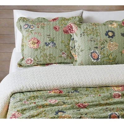 Pem-America Edens Garden Quilt Set Assorted Greens 3 Pem-America Edens Garden Quilt Set Assorted Greens