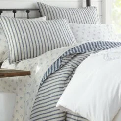 Willow Way Ticking Stripe Quilt & Sham Set - Stone Cottage Navy