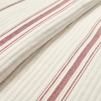 Lush Decor Farmhouse Stripe Kantha Pick Stitch Yarn Dyed Cotton Woven Single Quilt/Coverlet - Lush Décor Red 6 Lush Decor Farmhouse Stripe Kantha Pick Stitch Yarn Dyed Cotton Woven Single Quilt/Coverlet - Lush Décor Red - Image 4