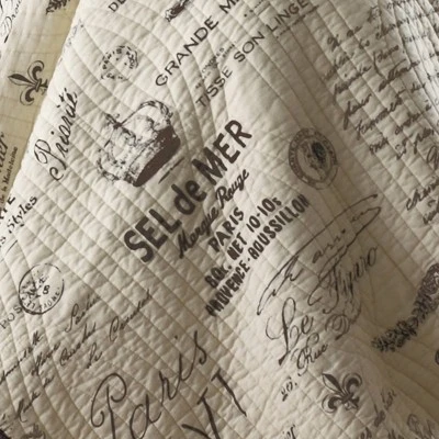 Gray&Cream Reversible Script Quilt Set 3 Piece - homthreads 5 Gray&Cream Reversible Script Quilt Set 3 Piece - homthreads - Image 3