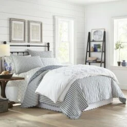 Willow Way Ticking Stripe Quilt & Sham Set - Stone Cottage Navy -QUILTS Sales unnamed file 477