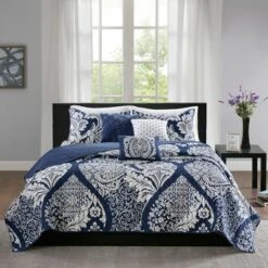 Madison Park 6pc Adela Coverlet Set Indigo