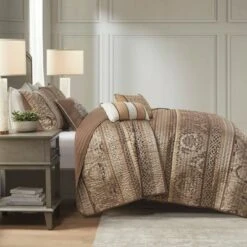 Madison Park Mirage 6pc Polyester Jacquard Quilted Coverlet Bedding Set Brown/gold -QUILTS Sales unnamed file 4805