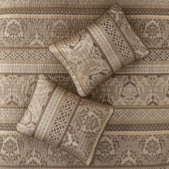 Madison Park Mirage 6pc Polyester Jacquard Quilted Coverlet Bedding Set Brown/gold -QUILTS Sales unnamed file 4809